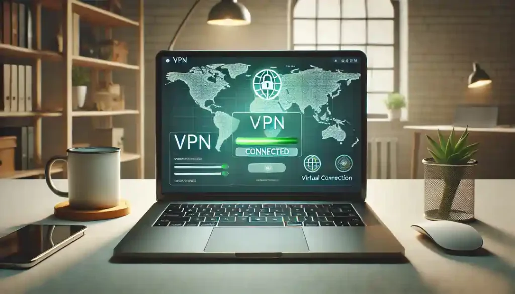 VPN being activated on a laptop